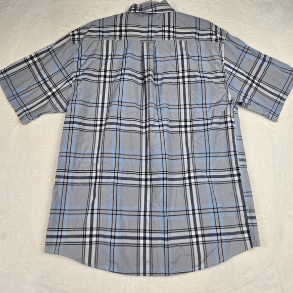 Walnut Creek Shirt Men's Large Blue Gray Plaid Short Sleeve Shirt Button Up - Picture 6 of 7